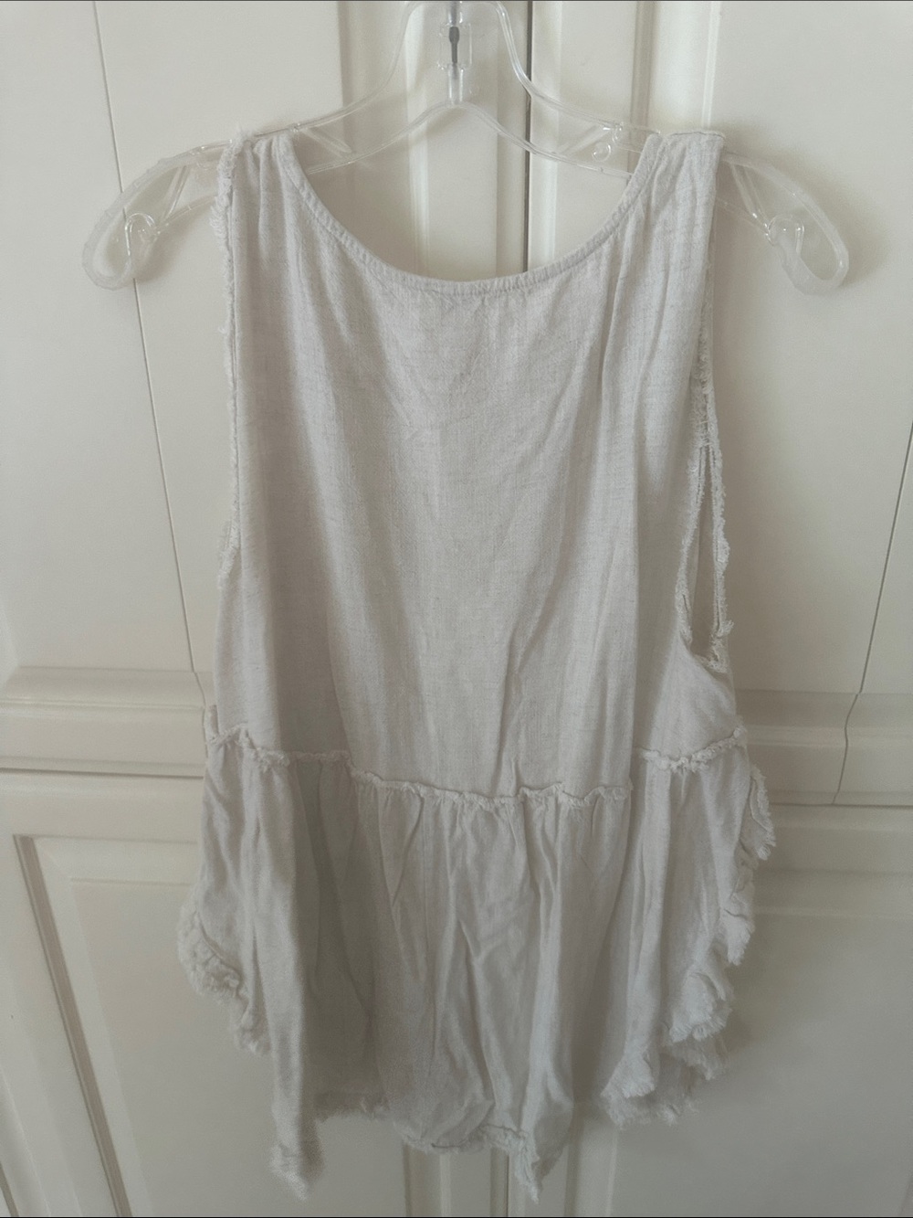 Umgee Cream Frayed Tiered Sleeveless Tank - Picture 5 of 5